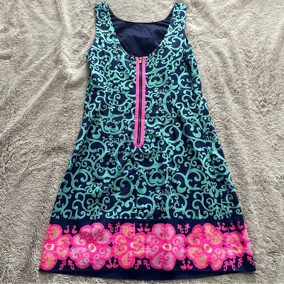 Lilly Pulitzer Hopping Delia Strapless Dress Hot Pink Blue Aqua - Picture 11 of 16